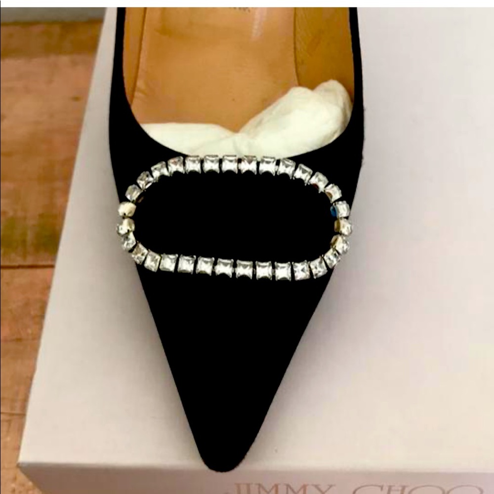 Jimmy Choo Black Samba Satin Crystal Embellished Pumps SZ. 36/6